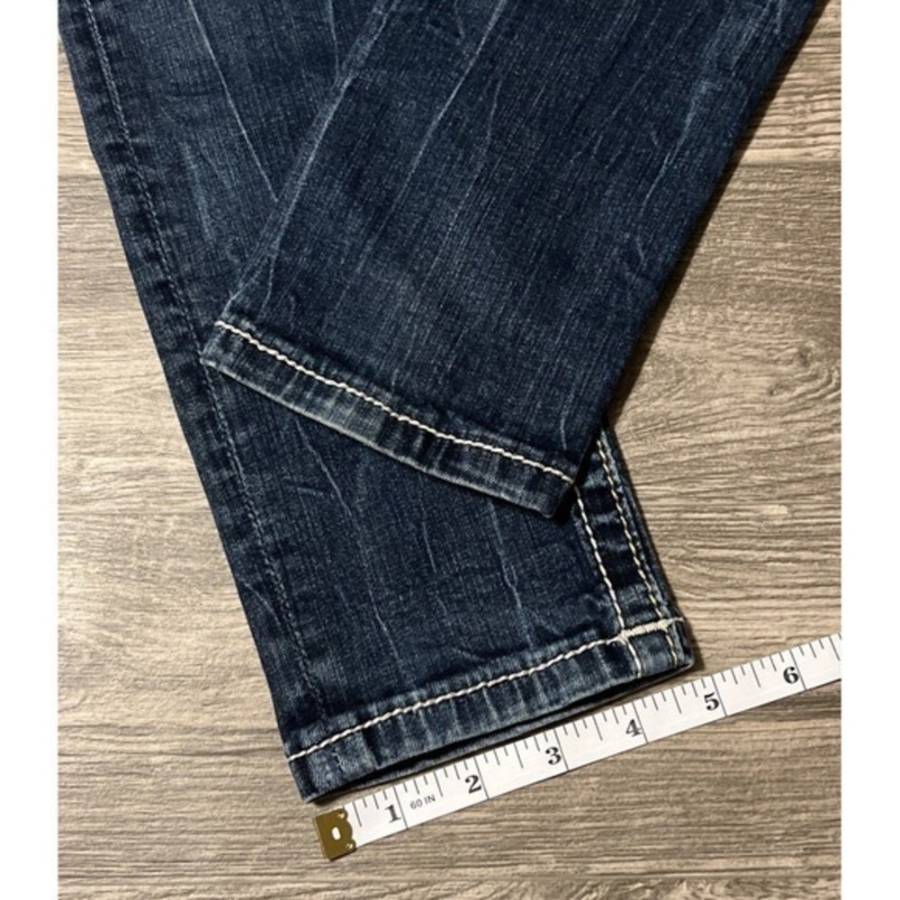 Miss Me Signature Embroidery Destroyed Pocket LowRise Skinny Jeans SZ 26 (28x31) - Picture 3 of 11
